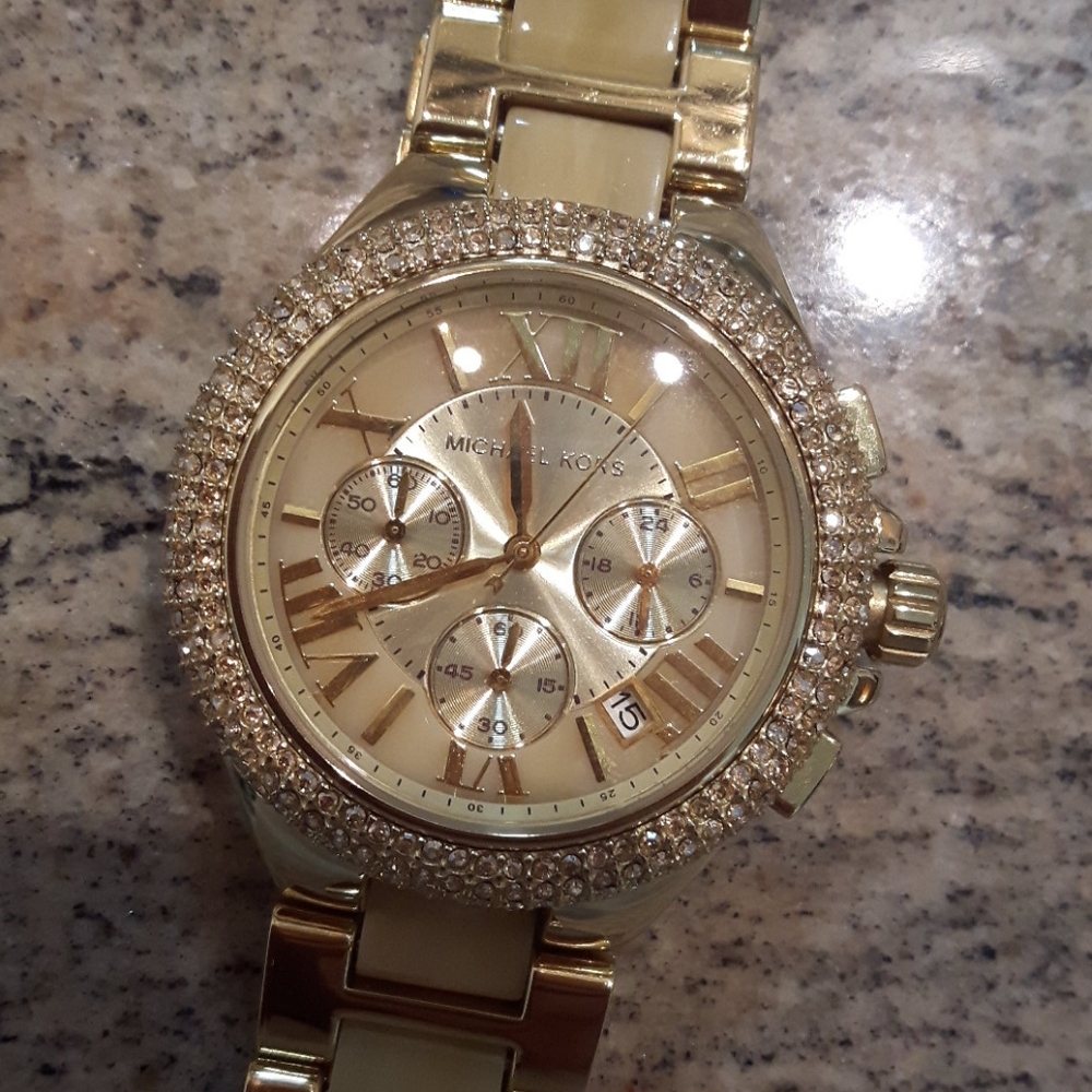 Michael Kors gold tone crystal watch